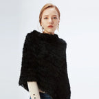 Women's Real Rabbit Fur Poncho Vest Natural Leather Winter Jacket Wrap Coat Shawl  Wedding Party Knitted Fur Vest Wholesale - Matrix Studios