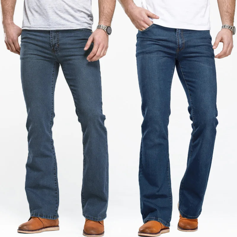 LGRG Mens Boot Cut Jeans Slightly Flared Slim Fit Blue Black Trousers Designer Classic Male Stretch Denim Pants - Matrix Studios