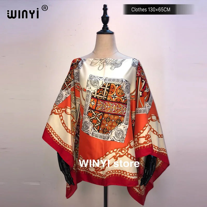 Fashion европейская одежда For Women Popular Thailand Summer Bohemian Printed Batwing Sleeve Silk kaftan Blouse For Night Party - Matrix Studios