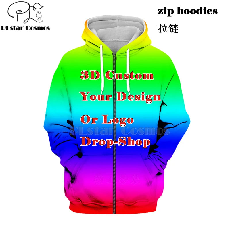 DIY Custom Full printing 3D Hoodies Create Design Photo/You Want Pattern Personalized Customized Zipper Sweatshirts oversize - Matrix Studios