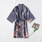 Fashion Satin Robe Female Bathrobe Sexy peignoir femme Silk Kimono Bride Dressing gown sleepwear Night Grow For Women - Matrix-studios.com