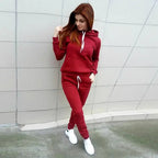 Solid Women Tracksuit Casual Hoodies Sweatshirt Pant Set Lounge Wear Sport Suit 2PCS Autumn Winter Clothes - Matrix Studios