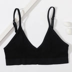 Seamless Tube Top Women's Ribbed V-Neck Wireless Bralette U-Back Daily Wear Bra Sexy Lingerie Adjust Straps Sports Underwear M-L - Matrix Studios