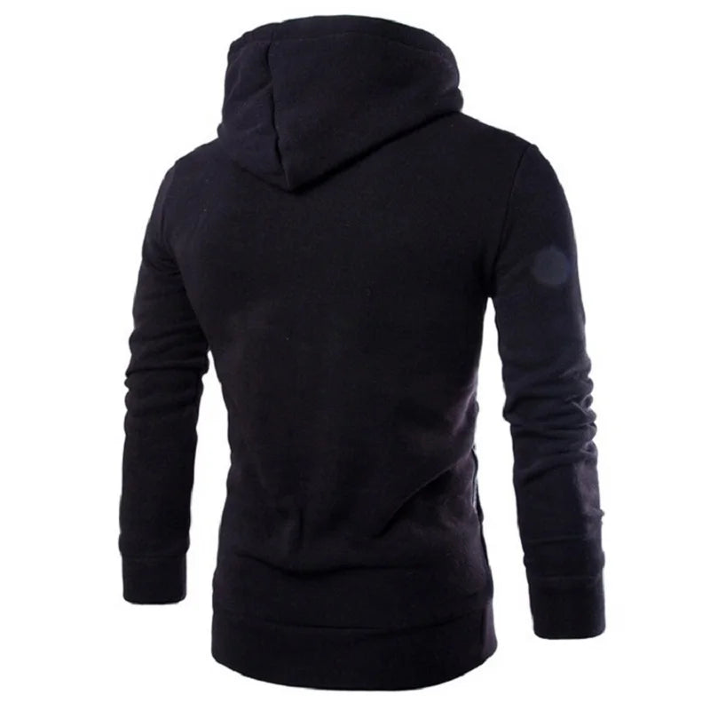 Men's Hoodies Long Sleeve Sweatshirts for Men Zipper Hooded Pullover High Neck Mens Sweatshirt Top Jacket Coat Black Sweater - Matrix Studios