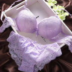 European Style Sexy Bra Set Women Cotton Underwear Sexy Lace Panties Female Push Up Brassiere Fashion Solid Color Lingerie Set - Matrix-studios.com