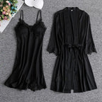 White Lace Bride Bridesmaid Wedding Robe Set Women Summer Sleepwear Kimono Bathrobe Gown Loose Casual Sleep Suit Sexy Home Dress - Matrix-studios.com
