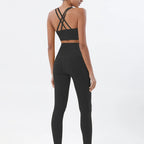 SOISOU Nylon Yoga Set Women's Tracksuit Gym Fitness Set Woman 2 Pieces Leggings Sports Bra Breathable Sportwear Woman Clothes - Matrix-studios.com