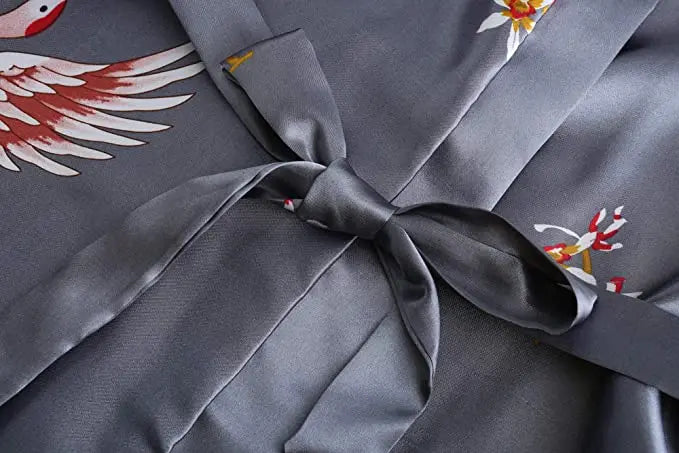 Silk Satin Wedding Bride Bridesmaid Robe Floral Bathrobe Short Kimono Robe Night Robe Bath Robe Fashion Dressing Gown For Women - Matrix-studios.com