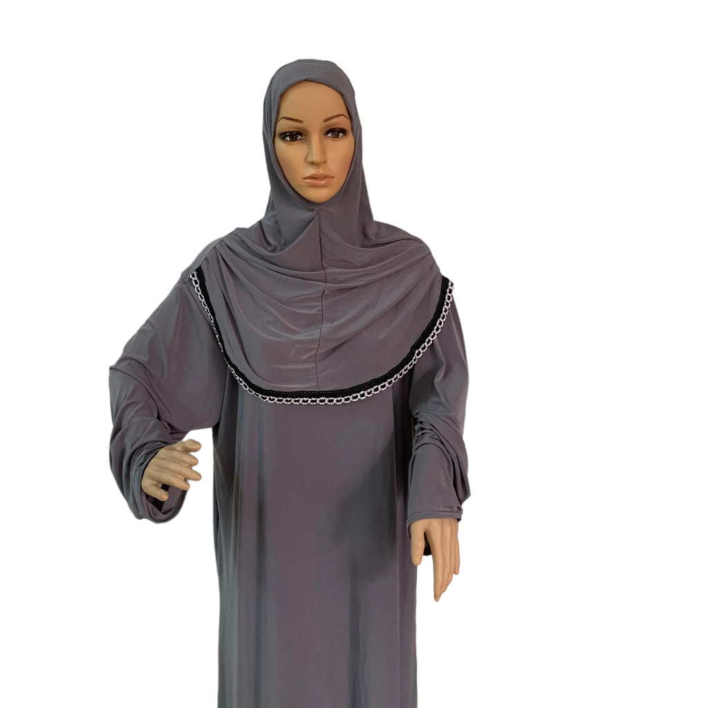 H118 Free size muslim dress with attached hijab pray khimar kaftan  burqa abaya robe hijab middle east clothing - Matrix-studios.com