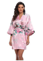 Sexy Print Kimono Gown Satin Women Bathrobe Bridal Wedding Gift Silky Sleepwear Nightdress Oversize 3XL Nightgown Homewear - Matrix-studios.com
