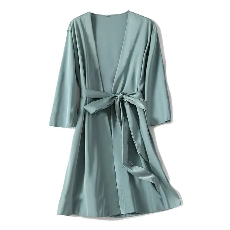 Satin Robe Female Intimate Lingerie Sleepwear Silky Bridal Wedding Gift Casual Kimono Bathrobe Gown Nightgown Sexy Nightwear - Matrix-studios.com