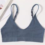 Seamless Tube Top Women's Ribbed V-Neck Wireless Bralette U-Back Daily Wear Bra Sexy Lingerie Adjust Straps Sports Underwear M-L - Matrix Studios
