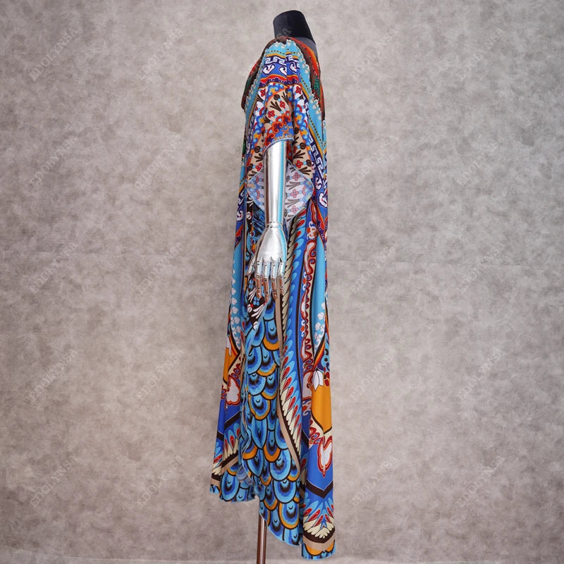 Bohemian Kaftan Beach Tunic Cotton Beach Cover up Saida de Praia Swimsuit Women Bikini cover up Pareo Sarong Beachwear #Q956 - Matrix Studios