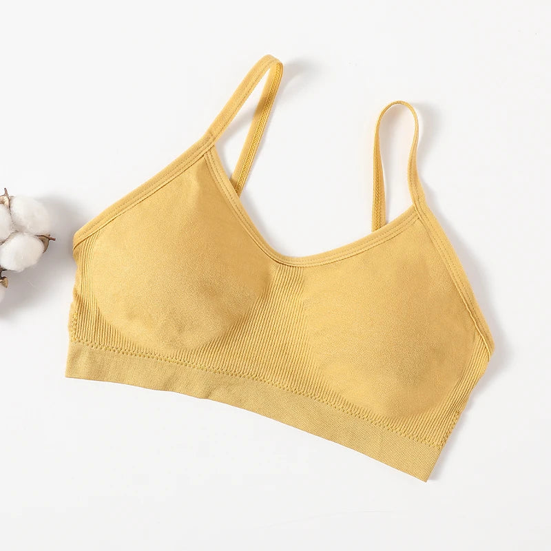 Women's Wireless Bra Sports Tube Top Ribbed Ruched Camisole Bralette With/Without Pads Underwear Sexy Lingerie M-L Intimates - Matrix Studios