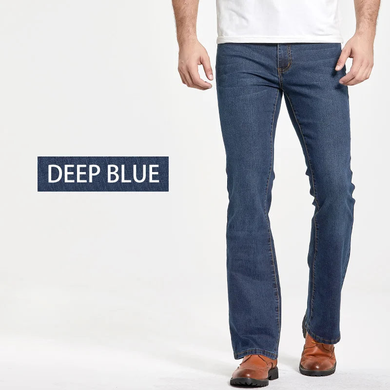LGRG Mens Boot Cut Jeans Slightly Flared Slim Fit Blue Black Trousers Designer Classic Male Stretch Denim Pants - Matrix Studios
