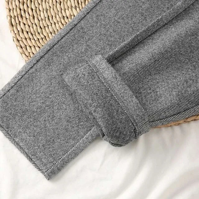 Woolen Pants Women's Harem Pencil Pants 2026 Autumn Winter High Waisted Casual Suit Pants Office Lady Women Trousers - Matrix-studios.com