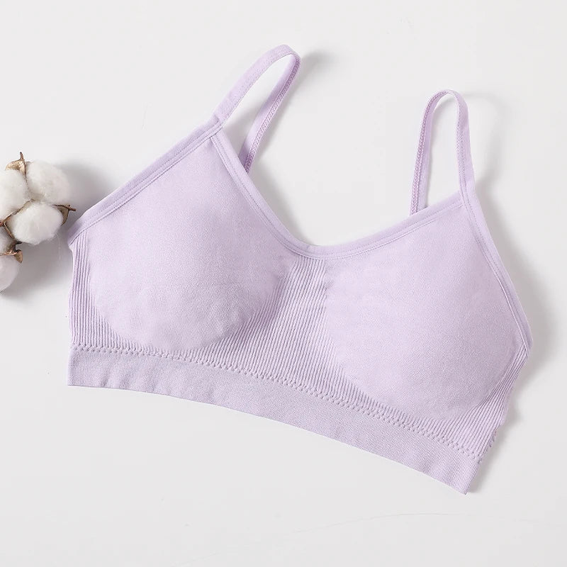 Women's Wireless Bra Sports Tube Top Ribbed Ruched Camisole Bralette With/Without Pads Underwear Sexy Lingerie M-L Intimates - Matrix Studios