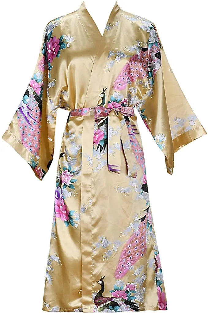 Silk Satin Wedding Bride Bridesmaid Robe Floral Bathrobe Short Kimono Robe Night Robe Bath Robe Fashion Dressing Gown For Women - Matrix-studios.com