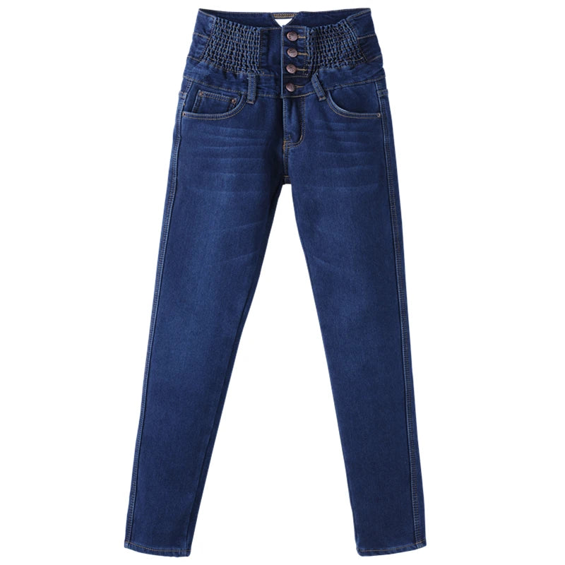 Denim Pants Autumn Winter Jeans For Women High Waist Skinny Warm Thick Jeans Womens High Elastic Plus Size Stretch Jeans Velvet - Matrix-studios.com
