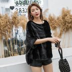 Real Mink Fur Coat Women Winter Natural Fur Coat Long Female Genuine Leather Mink Coats Cape Shawl Mink Coat - Matrix Studios