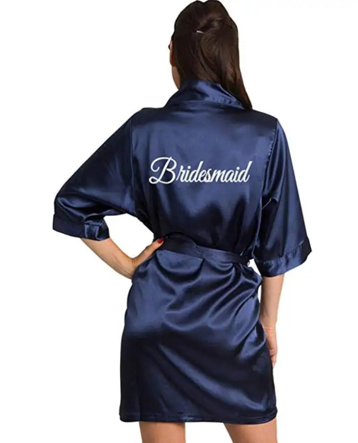 Burgundy Satin Kimono Robes women short pajamas dressing gown wine red Bridesmaid Gift team bride Bridal Party Robes - Matrix-studios.com