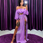 2021 Fashion New Women Bikini Beach Cover Up Long Sleeve Off Shoulder Top Cover Up Skirt Two-piece Suit for Robe Plage Beachwear - Matrix Studios