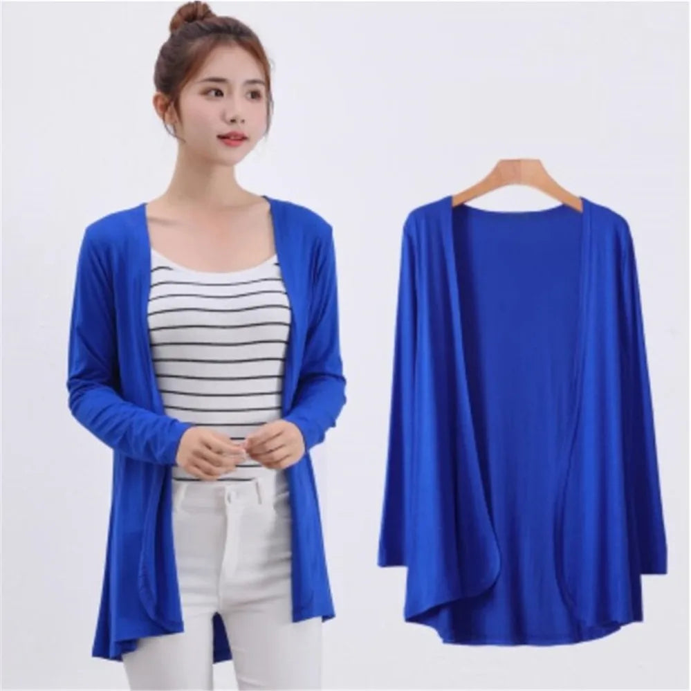 2024 Summer Autumn Korean Women Modal Cardigan Ladies Shawl Female Cotton Sweater Cardigans Long Sleeve Women Casual Thin Coats - Matrix Studios