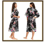 Half Sleeve Loose Style Woman Japanese Kimono Satin Silk Sleepwear Pajamas Peacock Spa Yukata Bathing Robe Lady's Long Dress - Matrix-studios.com