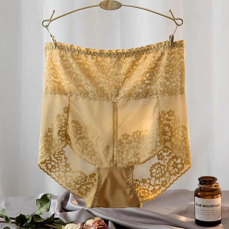 Women Lace High Waist Panties Sexy Mesh Girdle Waist Underwear Quality Plus Size Butt Lifter Knickers Tummy Slim Control Briefs - Matrix Studios