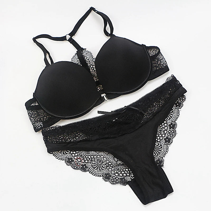 New Fashion Bralette Sexy Lingerie Seamless Push Up Bra Sets Front Closure Candy Color Underwear Women Small Size Brassiere - Matrix-studios.com