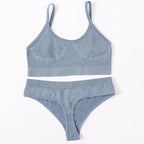 Women Seamless Bra And Panties Set U-Back Bralette Top Comfort Breathable Briefs Ribbed Sexy Lingerie Sports Underwear Set - Matrix-studios.com