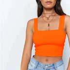 Square Neck Sleeveless Summer Crop Top White Women Black Casual Basic T Shirt Off Shoulder Cami Sexy Backless Tank Top - Matrix-studios.com
