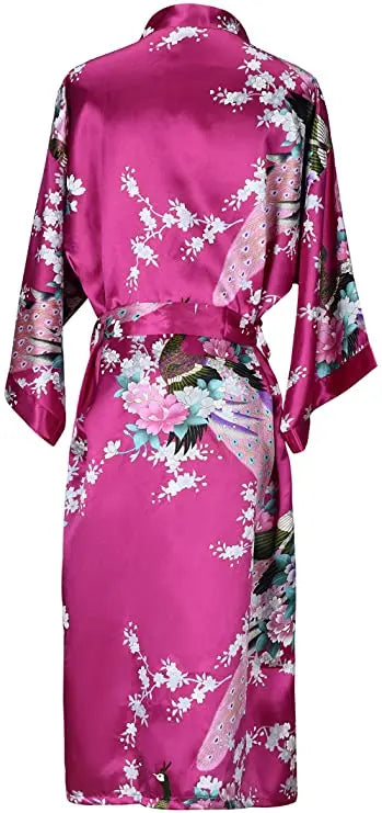 Silk Satin Wedding Bride Bridesmaid Robe Floral Bathrobe Short Kimono Robe Night Robe Bath Robe Fashion Dressing Gown For Women - Matrix-studios.com