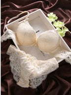 European Style Sexy Bra Set Women Cotton Underwear Sexy Lace Panties Female Push Up Brassiere Fashion Solid Color Lingerie Set - Matrix-studios.com