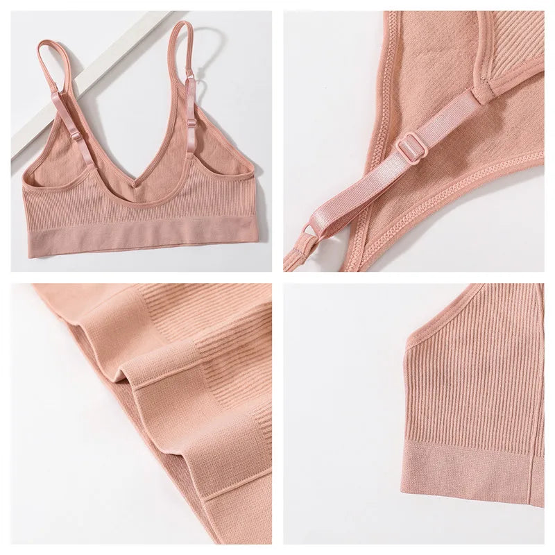 Seamless Tube Top Women's Ribbed V-Neck Wireless Bralette U-Back Daily Wear Bra Sexy Lingerie Adjust Straps Sports Underwear M-L - Matrix Studios