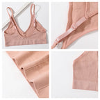 Seamless Tube Top Women's Ribbed V-Neck Wireless Bralette U-Back Daily Wear Bra Sexy Lingerie Adjust Straps Sports Underwear M-L - Matrix Studios