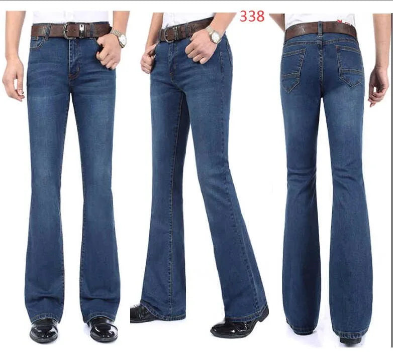 Men's Flare Jeans Mid-Rise Elastic Flare Jeans Fashion Men Flare Jeans Men's Denim Pants Multiple Color Size 26-40 - Matrix Studios
