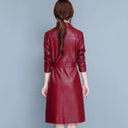 M-7XL Woman Sheepskin OverCoat Spring Autumn Winter 2026 Fashion Fur Collar Warm Thick Slim Long Sheep Leather Coat Female - Matrix Studios