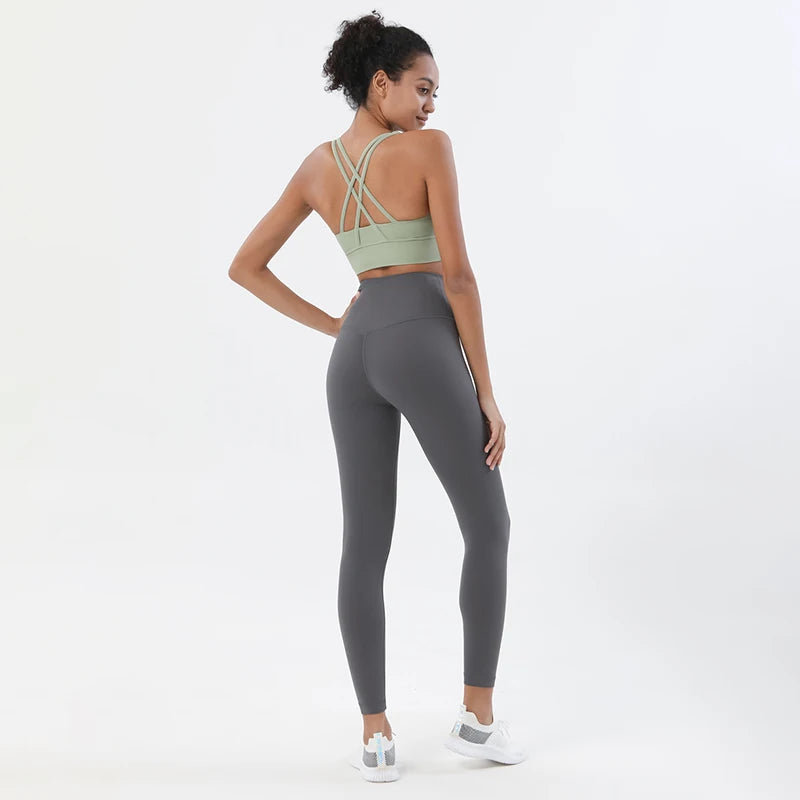 SOISOU Nylon Yoga Set Women's Tracksuit Gym Fitness Set Woman 2 Pieces Leggings Sports Bra Breathable Sportwear Woman Clothes - Matrix-studios.com