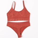 Women Seamless Bra And Panties Set U-Back Bralette Top Comfort Breathable Briefs Ribbed Sexy Lingerie Sports Underwear Set - Matrix-studios.com
