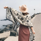 Fashions 90x180cm Twill Cotton Pareo Beach Cover-Ups Women Large Beach Dress Bikini Bathing Swimwear Cover Up Sarong Wrap Scarf - Matrix Studios