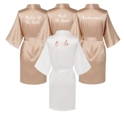 Satin Silk Robes Plus Size Wedding BathRobe Bride Bridesmaid Dress Gown Women Clothing Sleepwear Maid of Honor Rose Gold - Matrix-studios.com