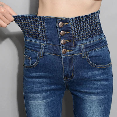 Denim Pants Autumn Winter Jeans For Women High Waist Skinny Warm Thick Jeans Womens High Elastic Plus Size Stretch Jeans Velvet - Matrix-studios.com