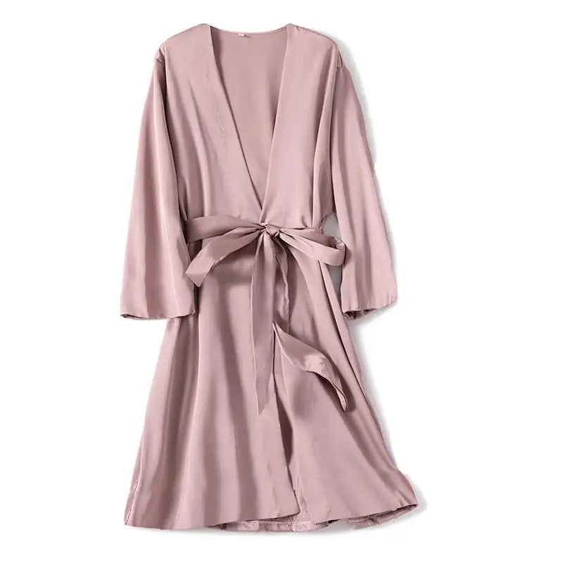 Satin Robe Female Intimate Lingerie Sleepwear Silky Bridal Wedding Gift Casual Kimono Bathrobe Gown Nightgown Sexy Nightwear - Matrix-studios.com