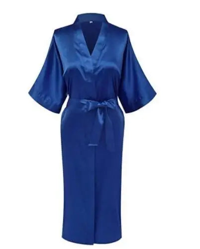 Plus Size S-XXXL Rayon Bathrobe Womens Kimono Satin Long Robe Sexy Lingerie Classic Nightgown Sleepwear with Belt - Matrix-studios.com