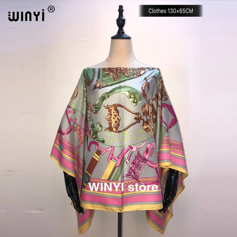 Fashion европейская одежда For Women Popular Thailand Summer Bohemian Printed Batwing Sleeve Silk kaftan Blouse For Night Party - Matrix Studios
