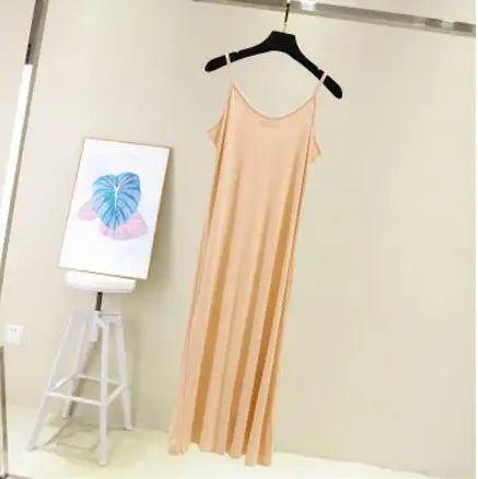 Spring Summer 2026 Woman Tank Dress Casual Modal Sexy Camisole Elastic Female Home Beach Dresses O-Neck Camis Sexy Dress - Matrix-studios.com