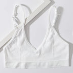 Seamless Tube Top Women's Ribbed V-Neck Wireless Bralette U-Back Daily Wear Bra Sexy Lingerie Adjust Straps Sports Underwear M-L - Matrix Studios