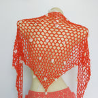 Women Triangle Shawl With Seashell Sexy Bikini Cover Up Sunscreen Nets Skirt Mesh Tunic Pareo Beachwear - Matrix Studios