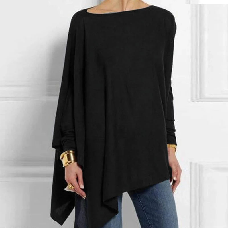 Cotton Irregular Women Blouses Shirt 2022 Autumn Female Solid Pullover Tops Casual O Neck Long Sleeve Blouse Ladies Tunic Blusas - Matrix-studios.com